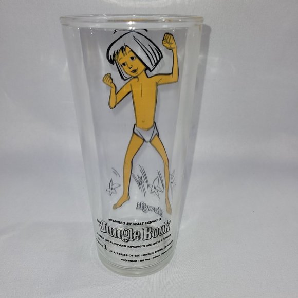 Walt Disney Jungle Book 1966 Vintage 6.25" Glass Mowgli Cartoon Movie - Picture 2 of 2